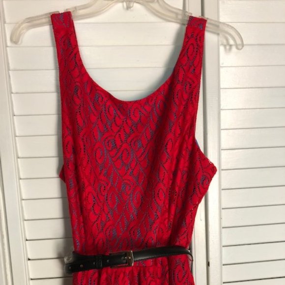 Scarlett Dresses & Skirts - Lace Polyester Belted Lined Sun Dress Size 14